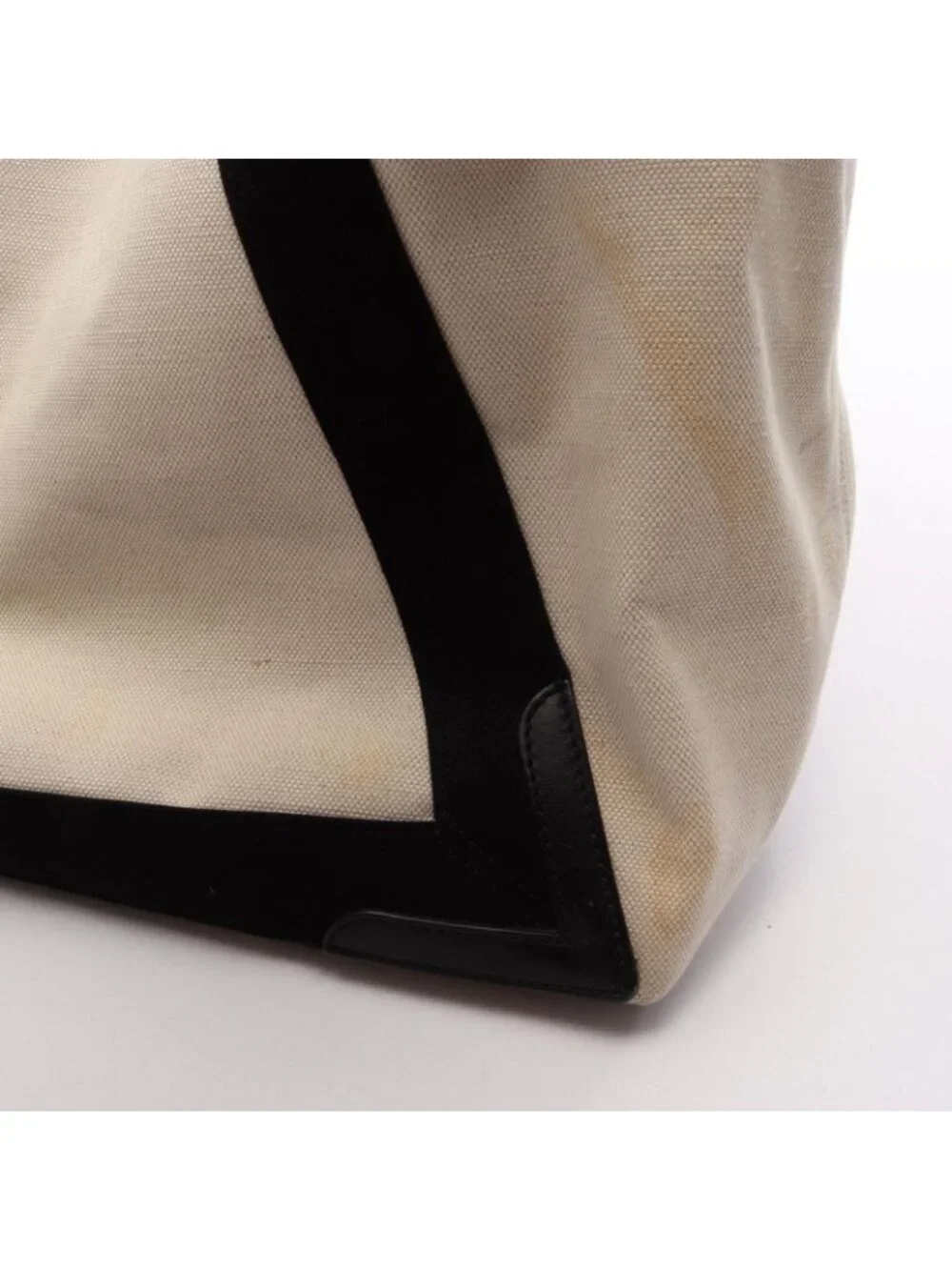 Balenciaga Tote Bag Navy Cabas M Black Natural Canvas Leather